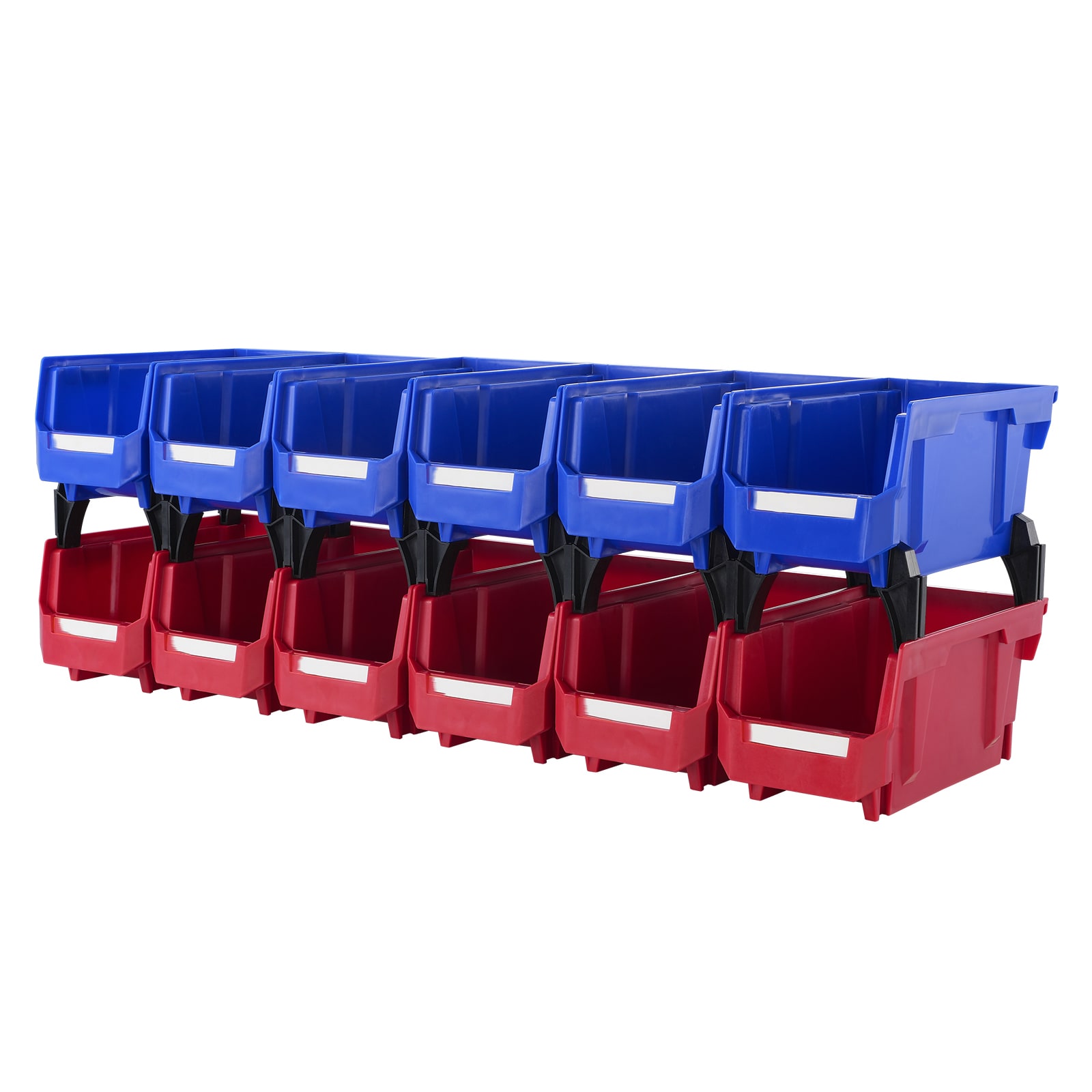 Plastic Storage Bin, (11-Inch X 5-Inch X 5-Inch), Hanging Stackable Storage Organizer Bin, Blue/Red, 12-Pack, Heavy Duty Stacking Containers For Closet, Kitchen, Office, Or Pantry Organization_voghion.com